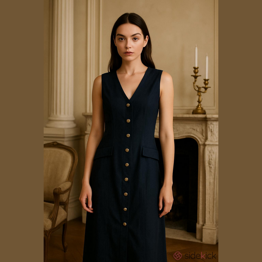 4/$67 Deal! Vintage Canadian Navy Sleeveless Maxi Dress